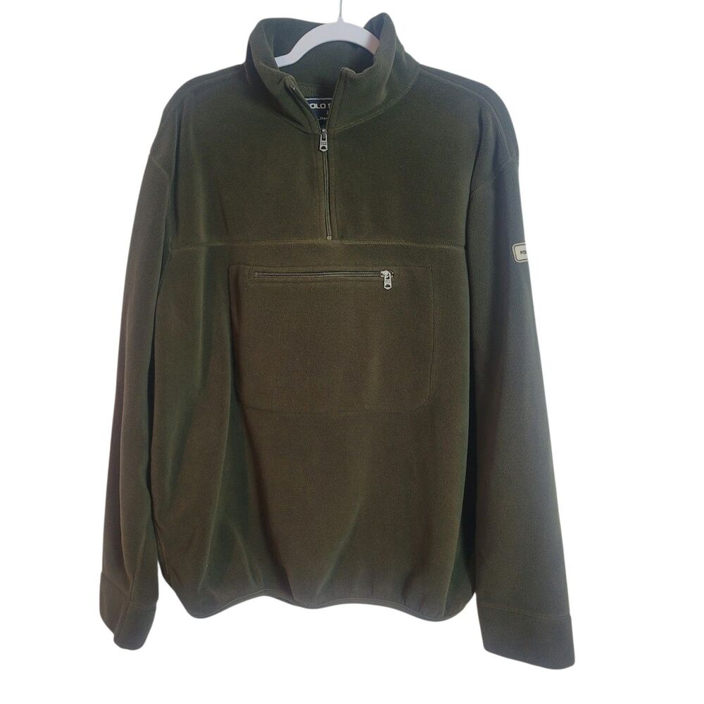 Vintage Polo Sport Ralph Lauren Pullover Fleece Sweatshirt Mens XL Green Outdoor